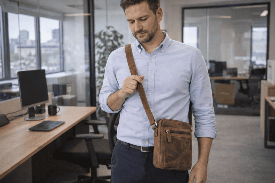 využitie koženej pánskej tašky mk